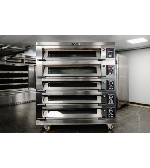 Polin 15 Tray (18" x 30" Trays) Modular Electric Deck Oven - 5 Decks (3 Trays Wide)