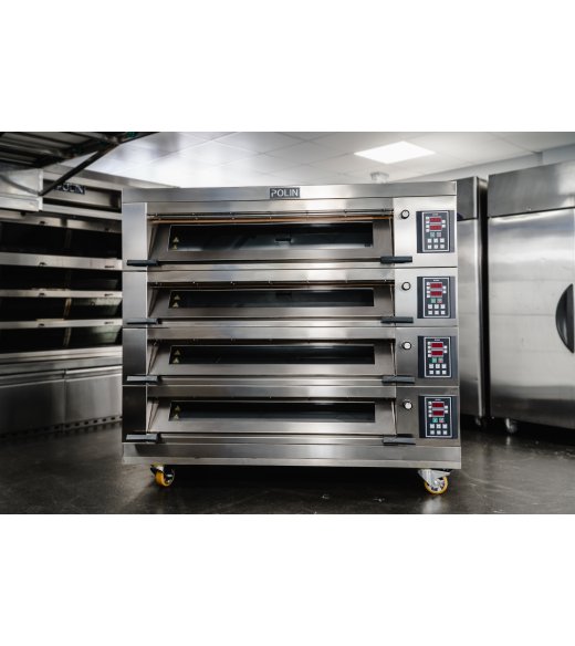 Polin 12 Tray (18" x 30" Trays) Modular Electric Deck Oven - 4 Decks (3 Trays Wide)